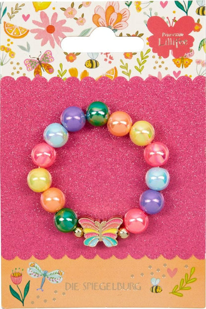 Linda y colorida pulsera de perlas y una mariposa - Un accesorio encantador para pequenas princesas