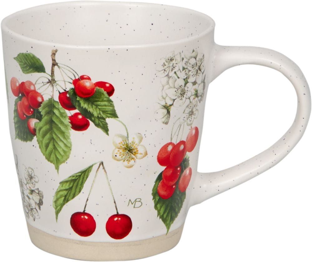 Taza de porcelana con cerezas de Cottage Garden