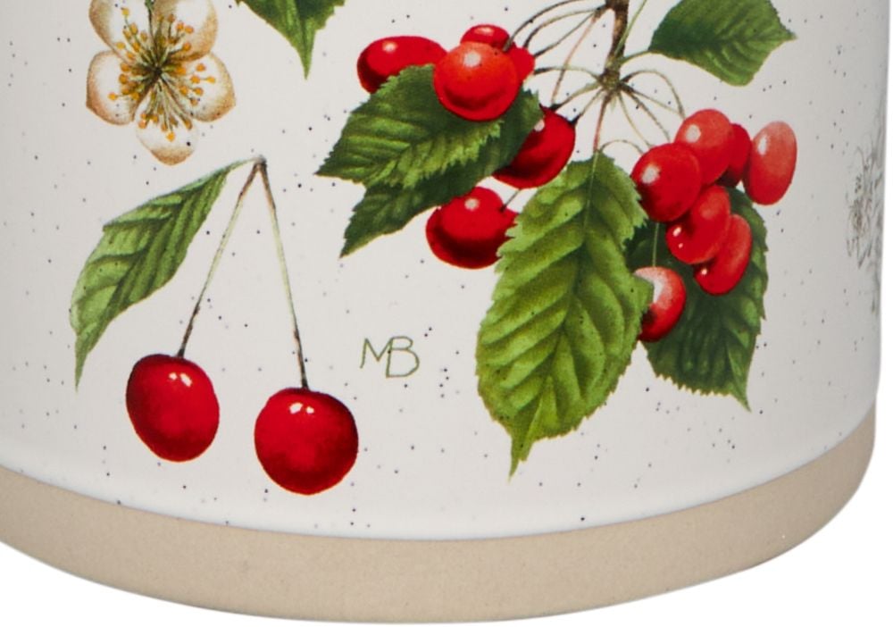 Tarro de almacenamiento de porcelana diseno Cerezas con tapa de bambú de Cottage Garden