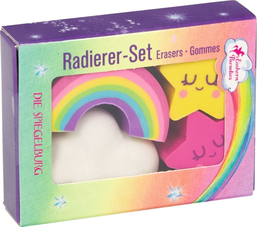 Set de borradores - Estrellas - Nube y Arcoiris - así se borra