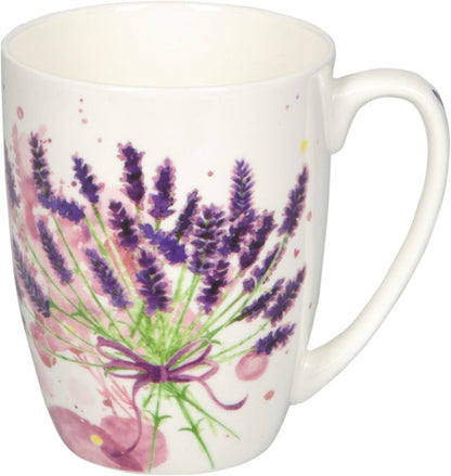 Fina Taza de porcelana - diseno Provenza con lavanda en suaves tonos lilas
