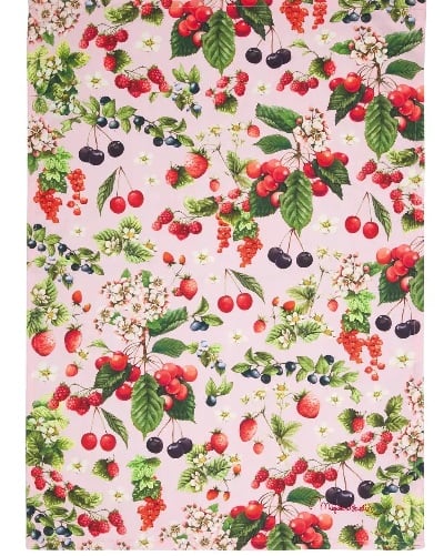 Pano de cocina Frutal con bayas y cerezas hecho 100 % de algodón