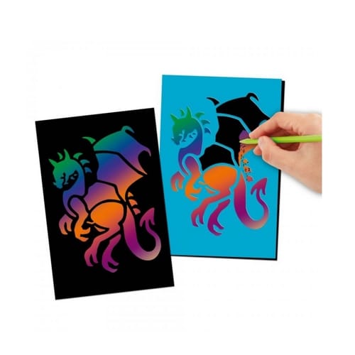 Dino World - Tarjetas Magic Scratch  DRAGON  - Raspado mágico con dragones