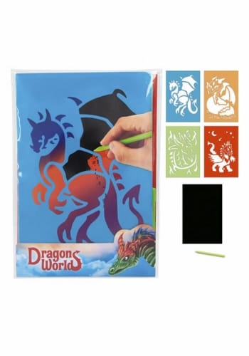 Dino World - Tarjetas Magic Scratch  DRAGON  - Raspado mágico con dragones