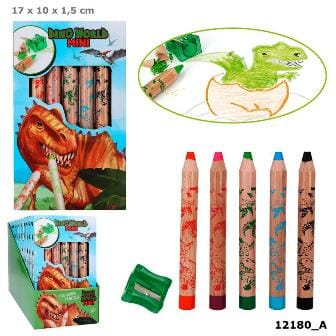 Dino Lápices gruesos de colores & sacapuntas