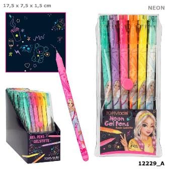 Set con 6 rotuladores colores neón de gel - visible también en papel oscuro de TOPModel