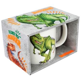 Dino World - Taza de porcelana con relieve T-REX con caja de regalo - I like to roarrr....