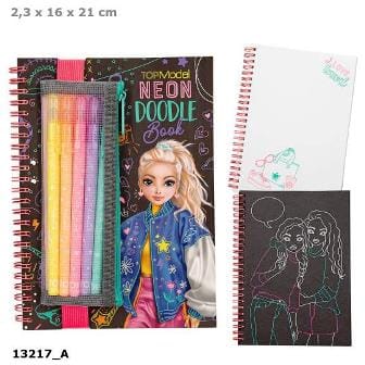 NEON Doodle Book con set de rotuladores gel neon mas pegatinas de TOPModel