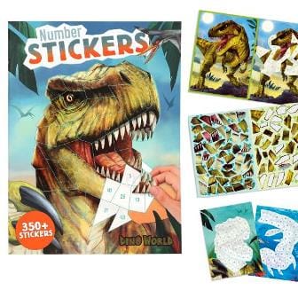 Dino World Libro de pegatinas por números - Aprende los números jugando