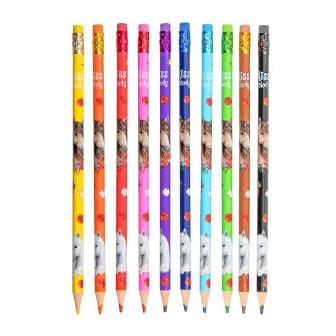 10 lindos lápices de colores intensos y  borrables con diseno de caballos de Miss Melody