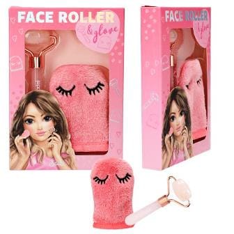 Lindo set con Rodillo facial de cuarzo de rosa y guante suave de Beauty and Me