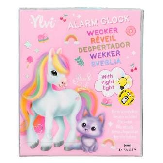 Despertador silencioso y con luz - con orejas y cuerno de unicornio de Ylvi