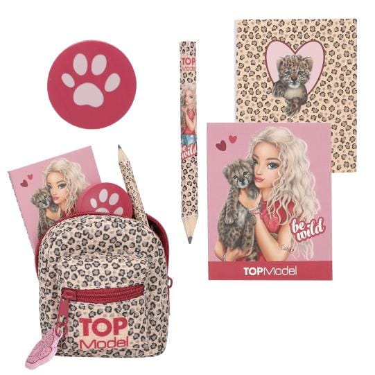 TOPModel Micro mini mochila con carabina con lapiz, goma de borrar y un mini bloc