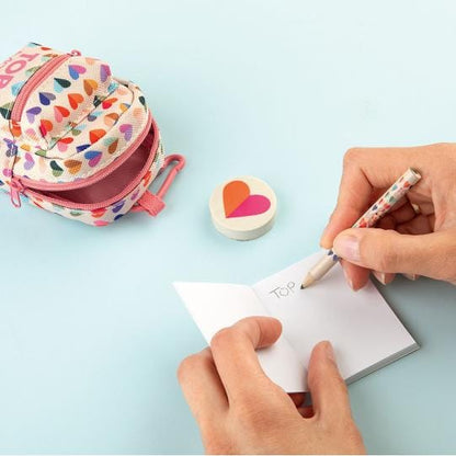 TOPModel Micro mini mochila con carabina con lapiz, goma de borrar y un mini bloc