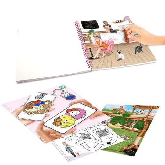 Crea tu libro KITTY de colorear pegar y adivinar de TOPModel con 5 hojas de pegatinas