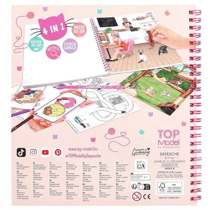 Crea tu libro KITTY de colorear pegar y adivinar de TOPModel con 5 hojas de pegatinas
