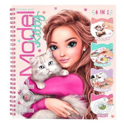 Crea tu libro KITTY de colorear pegar y adivinar de TOPModel con 5 hojas de pegatinas