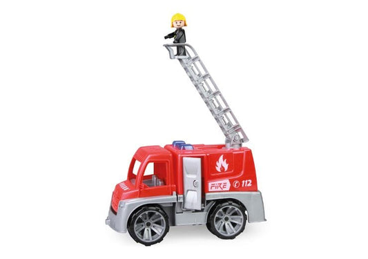 Camión de bomberos TRUXX  de 29 cm con escalera giratoria e inclinable y figura de bombero para jugar