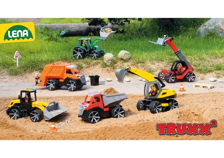Cargadora de pala TRUXX² de 36 cm de largo con figura para jugar - pala con seguro y mango