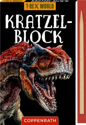 Bloque pequeno para rascar y colorear - elige tu dino de los 4 disenos  T-Rex World