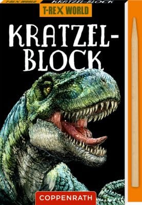 Bloque pequeno para rascar y colorear - elige tu dino de los 4 disenos  T-Rex World