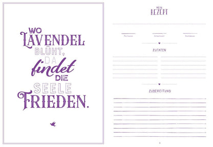 Libreta para anotar recetas - Meine liebsten Rezepte - Mis recetas favoritas - Lavanda