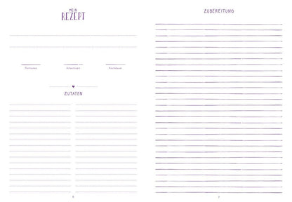 Libreta para anotar recetas - Meine liebsten Rezepte - Mis recetas favoritas - Lavanda