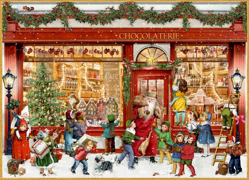 Calendario de adviento de pared Chocolaterie A4 - Abre la puerta del 1 hasta el 24 de diciembre
