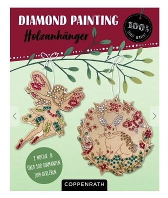Diamond Painting con 2 colgantes de madera y mas de 500 piedras brillantes para decorar
