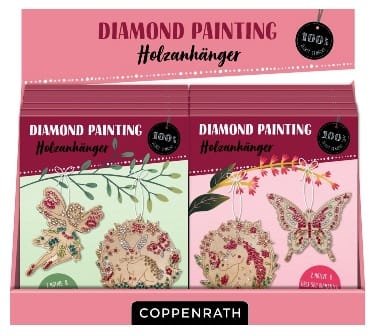 Diamond Painting con 2 colgantes de madera y mas de 500 piedras brillantes para decorar