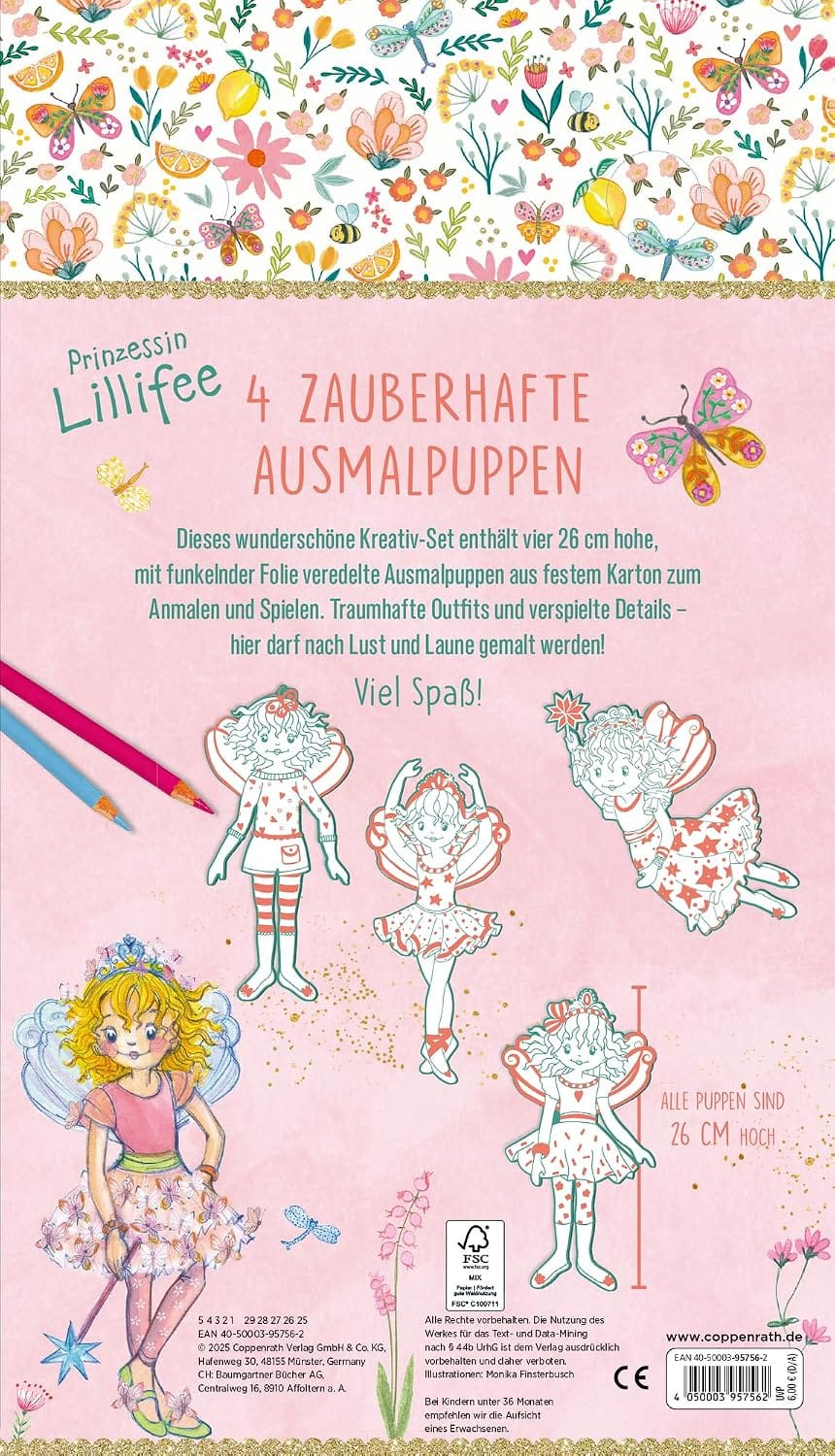 Set con 4 figuras de la hadita princesa Lillifee para colorear y jugar