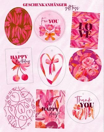 Libro con 10 pliegos de papeles de regalo de All about pink