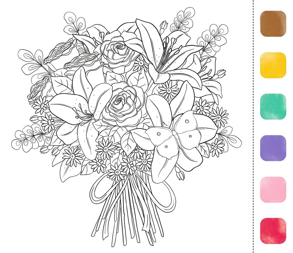 Felicidad en acuarela Encanto del jardín con 6 colores en cada hoja y pincel - Tiempo creativo