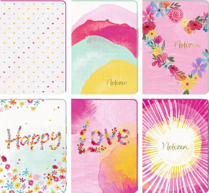 Libreta DIN A5 - Love & Happiness - con papel dorado - Elige el tuyo entre los 6 disenos