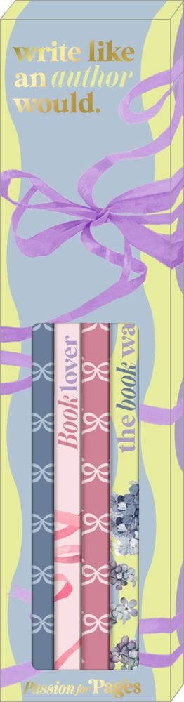 Precioso set con 6 lapices mina y con frases motivadoras en ingles de Passion for Pages