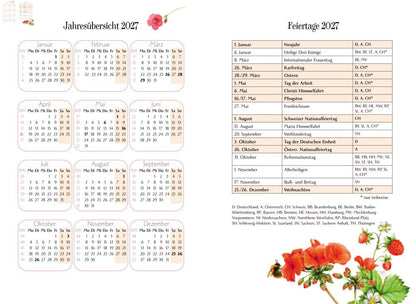 Calendario semanal grande de la Suerte 2027 - Textos y calendario feriados en alemán